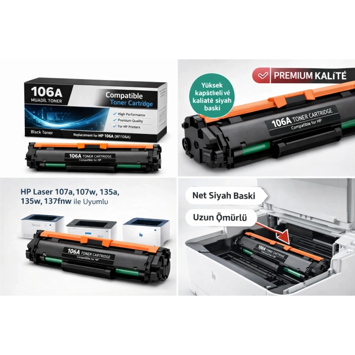 HP Laser 107a 107w 135a 135w 137fnw Uyumlu 106A Muadil Toner