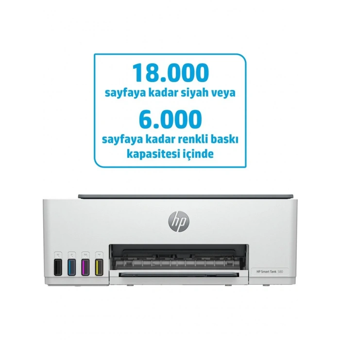 HP Smart Tank 582 4A8D6A Wi-Fi + Tarayıcı + Fotokopi Renki Çok Fonksiyonlu Tanklı Mürekkep Püskürtmeli Yazıcı