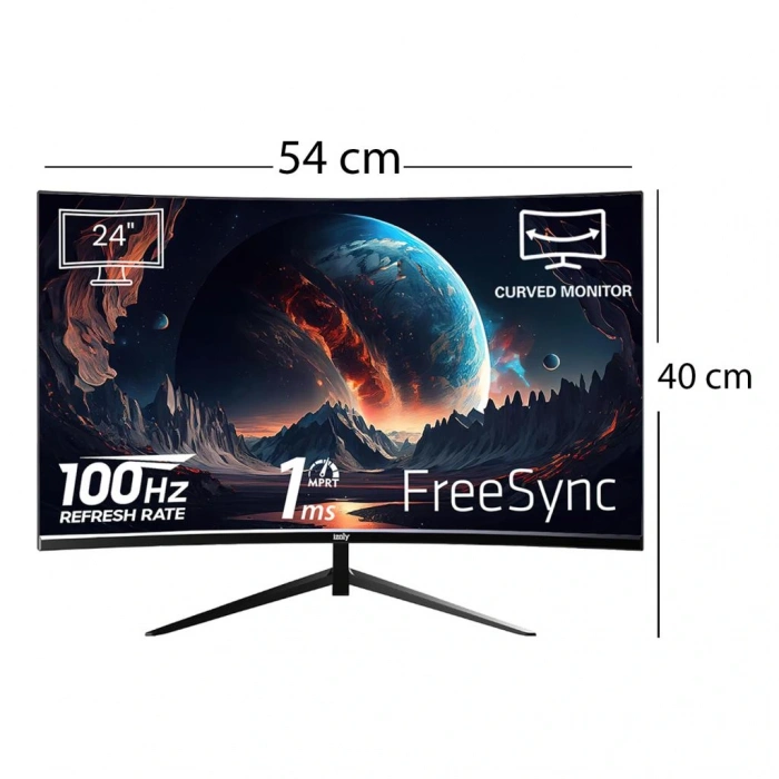 İzoly Vortex 24 inç 100Hz 1Ms FHD CURVED MONİTÖR (VGA+HDMI) (DAHİLİ HOPARLÖR)