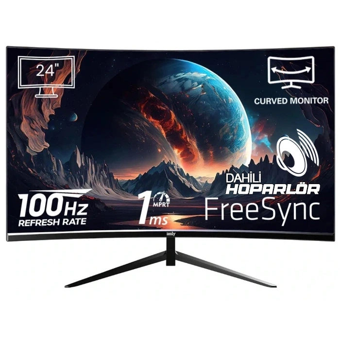 İzoly Vortex 24 inç 100Hz 1Ms FHD CURVED MONİTÖR (VGA+HDMI) (DAHİLİ HOPARLÖR)