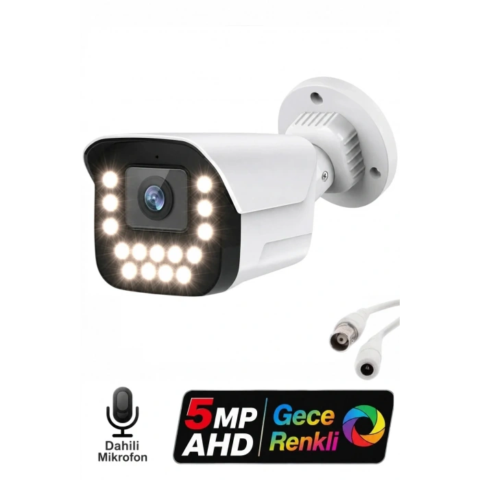 J-TECH 3080 5MP 15 LED SONY LENS DAHİLİ Sesli Gece Renkli Warm Light 1080P AHD Güvenlik Kamera