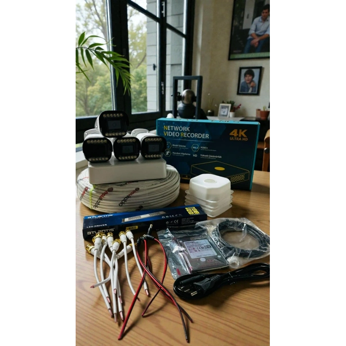 J-TECH 5MP 7070 Renkli Gece Görüşlü 4 Lü 500GB Akıllı Güvenlik Kamera Seti – Yüz ve Araç Tanıma