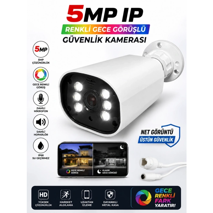 J-TECH 5MP Sesli 8 Li 6066 iP Renkli Gece Görüşlü 500GB Akıllı Güvenlik Kamera Seti – Yüz ve Araç Tanıma