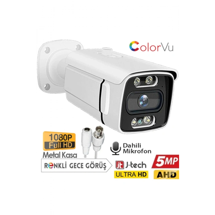 J-TECH 7040 Metal 5MP SONY LENS Gece Renkli 4 Warm Light 1080P AHD Güvenlik Kamera