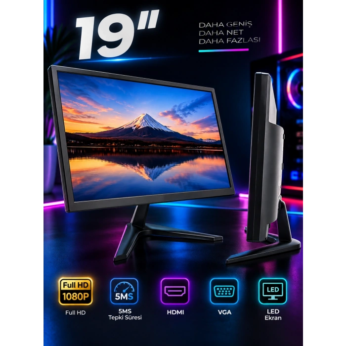 J-TECH O1080 i5-8400 16GB RAM 256GB SSD 19 Monitör Masaüstü Bilgisayar