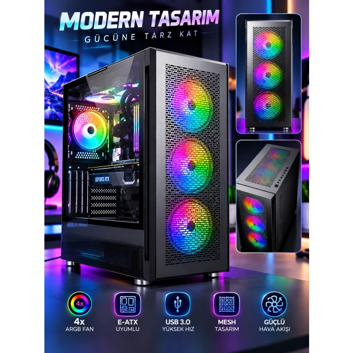 J-TECH O1080 i5-8400 16GB RAM 256GB SSD 19 Monitör Masaüstü Bilgisayar