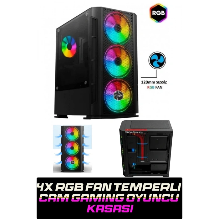 J-TECH Dream i5-3470 3.60GHz 16GB RAM 256GB SSD GDDR5 R7240 4GB 24 Curved Oyuncu Bilgisayarı