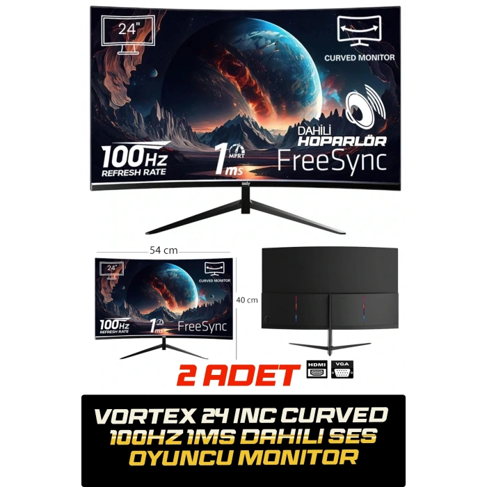 J-TECH Dual i5-3470 3.60GHz 16GB RAM 256GB SSD GDDR5 R7240 4GB 24 Çift Curved Gaming PC