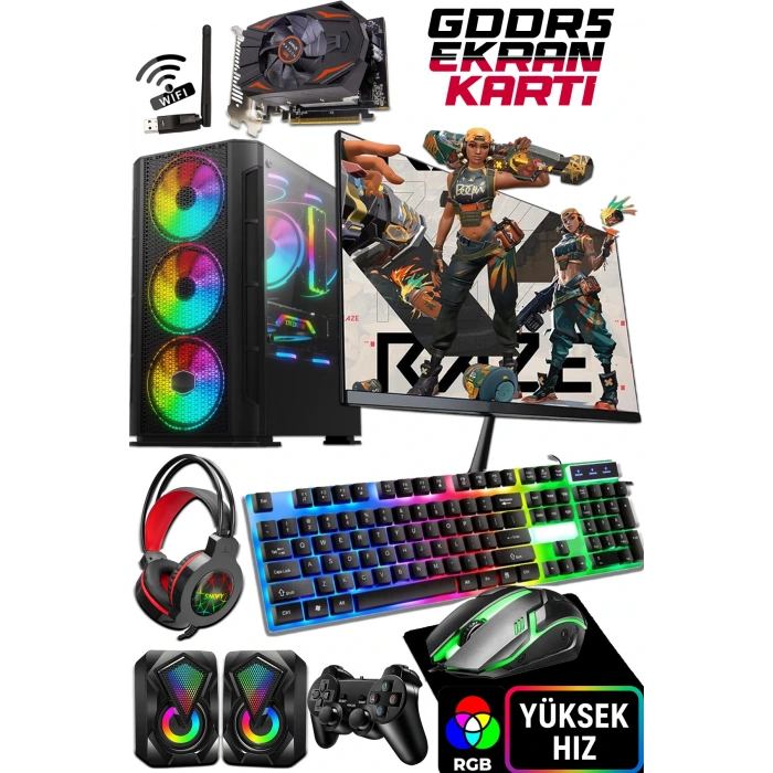 J-TECH G12703 i5-3470 16GB 256GB SSD GDDR5 R7240 4GB 19 FHD Oyuncu Masaüstü Bilgisayar