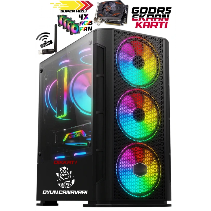 J-TECH G12731 i5 10400F 16GB 256GB SSD GDDR5 R7240 4GB Oyuncu Masaüstü Bilgisayarı