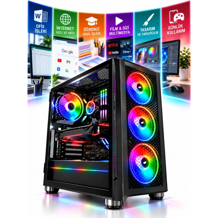 J-TECH V12 Intel Core i5-12400 16GB 256GB SSD Masaüstü Bilgisayar