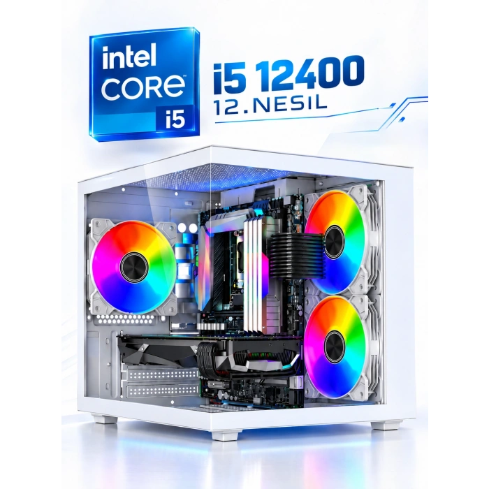 J-TECH Intel Core i5-12400 12. Nesil 8GB RAM 256GB SSD Masaüstü Bilgisayar S1147