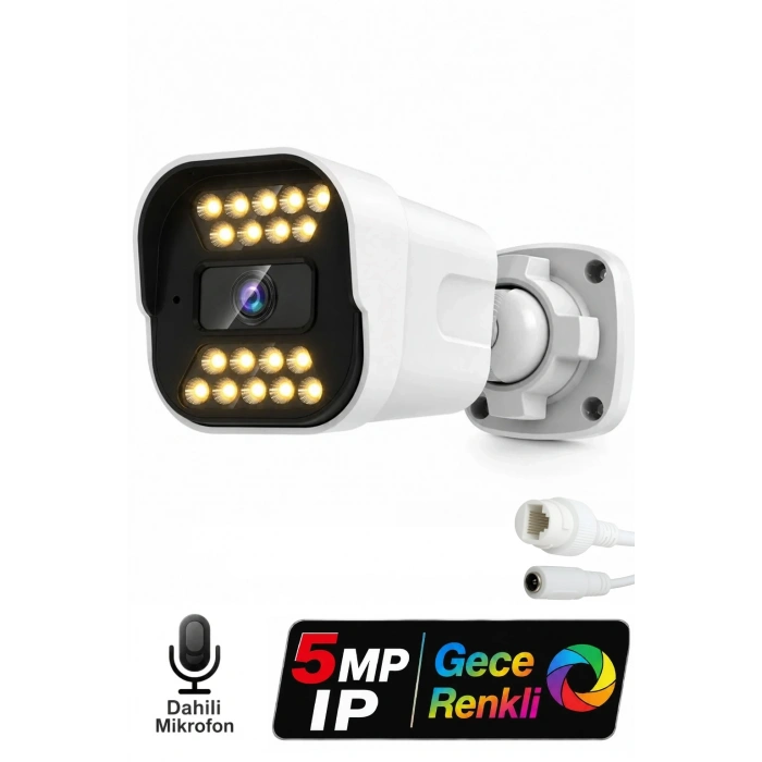 J-TECH JT-1818 UltraHD 5MP Sesli IP Bullet Kamera | PoE | 18 LED | 3.6mm | Gece-Gündüz Renkli