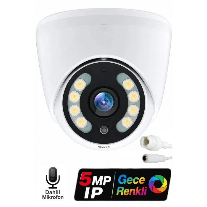 J-TECH JT-6060 5MP PoE Sesli IP Dome Gece Renkli Güvenlik Kamerası