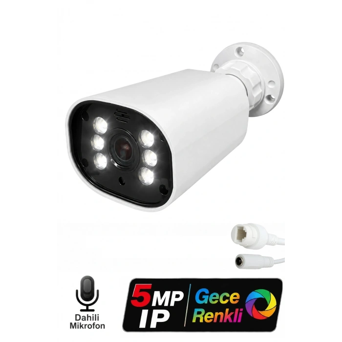 J-TECH JT-6066 5MP Sesli IP Bullet Kamera | PoE | 6 LED | 3.6mm | Gece-Gündüz Renkli