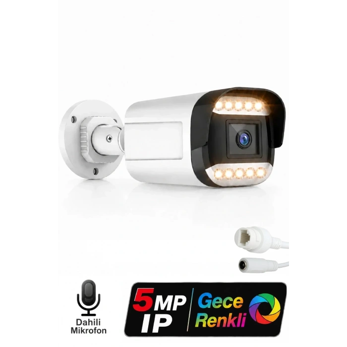 J-TECH JT-9070 5MP Sesli IP Bullet Kamera | PoE | 12 LED | 3.6mm | Gece-Gündüz Renkli