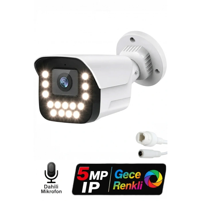 J-TECH JT-9090 5MP Sesli IP Bullet Kamera | PoE | 15 LED | 3.6mm | Gece-Gündüz Renkli