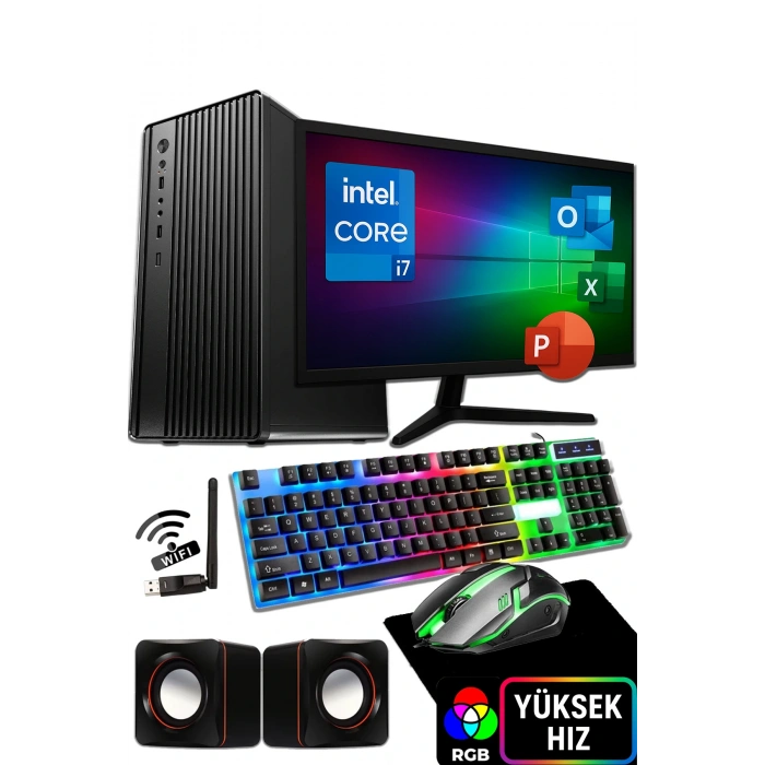 J-TECH P411 i7 2600 ( 8 Çekirdek ) 16GB 256GB SSD 19 Monitör Masaüstü Bilgisayar