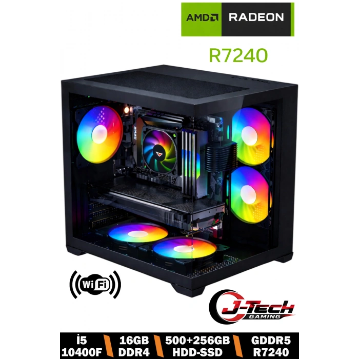 J-TECH RagePC i5 10400F 16GB HDD 500GB+256GB SSD GDDR5 R7240 Oyuncu Bilgisayarı