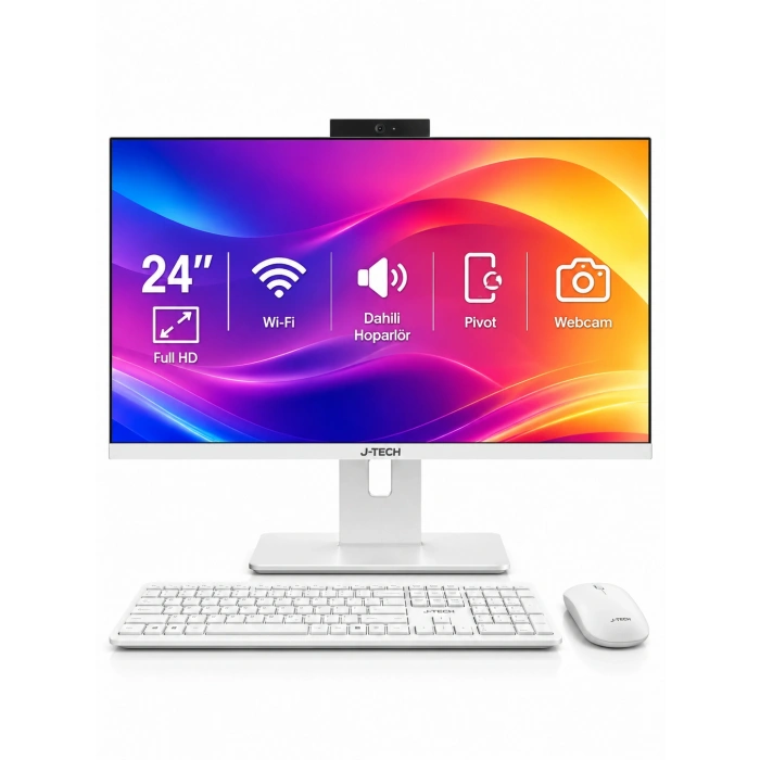 J-TECH Tiny i3 2100 16GB RAM 256GB SSD 24 Pivot - Webcam - WiFi All in One Bilgisayar