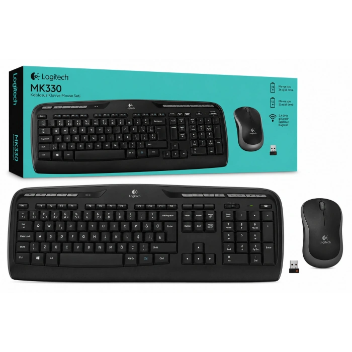 LOGITECH MK330 Q Türkçe Kablosuz Standart Siyah Klavye+ Mouse