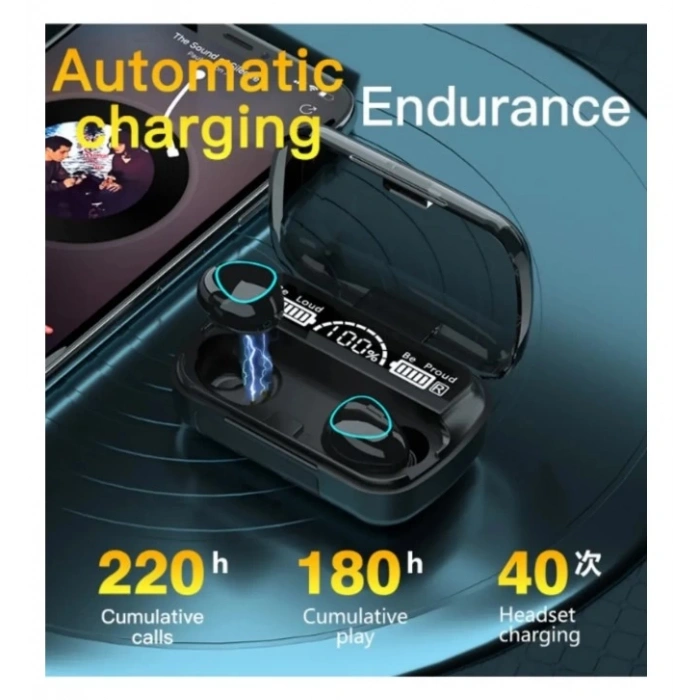 M10 Powerbanklı Su Geçirmez Earbuds Kulak Içi Tws Bluetooth Kulaklık Bt Wireless V5.1