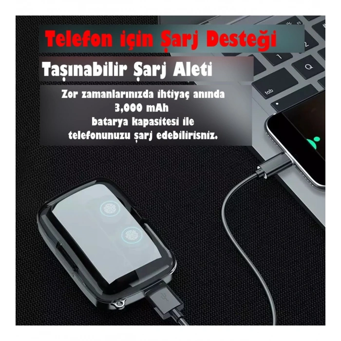 M10 Powerbanklı Su Geçirmez Earbuds Kulak Içi Tws Bluetooth Kulaklık Bt Wireless V5.1