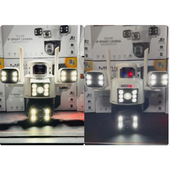 MPIA Aurora 3 Kameralı 4G 6MP 4K Sim Kart Hediye Güneş Panel 4 Lens Solar 12000mAH Alarmlı Mikrofon 360 PTZ Türkçe Uygulama Güvenlik Kamera
