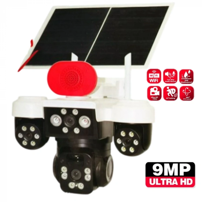Apronx APX-WP296 9MP 3.6mm Güneş Panelli Solar Wi-Fi Akıllı Kamera