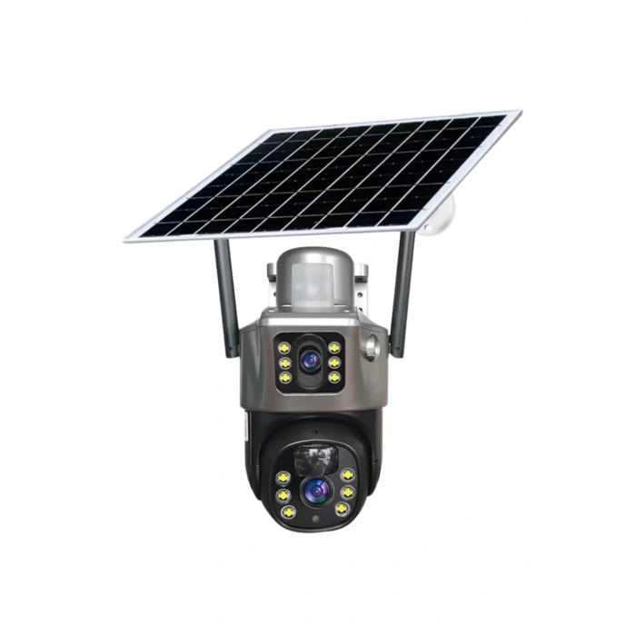 MPIA MIKA-4G 3+3MP 4K 4G Sim Kartlı Güneş Panel Dual Lens Solar 12000mAH Alarmlı Mikrofon 360 PTZ Türkçe Uygulama Güvenlik Kamera