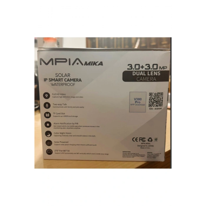 MPIA MIKA-4G 3+3MP 4K 4G Sim Kartlı Güneş Panel Dual Lens Solar 12000mAH Alarmlı Mikrofon 360 PTZ Türkçe Uygulama Güvenlik Kamera