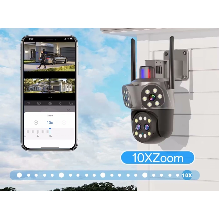 Mpia Orino 4 Lens 10X Zoom 8MP 360° Görüş Hareketli Waterproof Gece Görüş Sesli Görüşme Akıllı Kamera