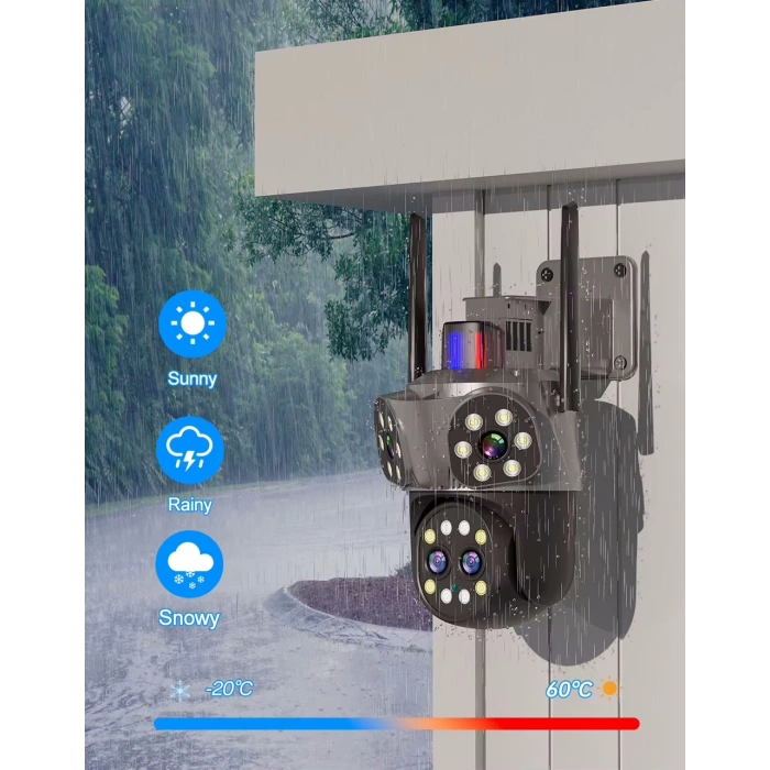 Mpia Orino 4 Lens 10X Zoom 8MP 360° Görüş Hareketli Waterproof Gece Görüş Sesli Görüşme Akıllı Kamera