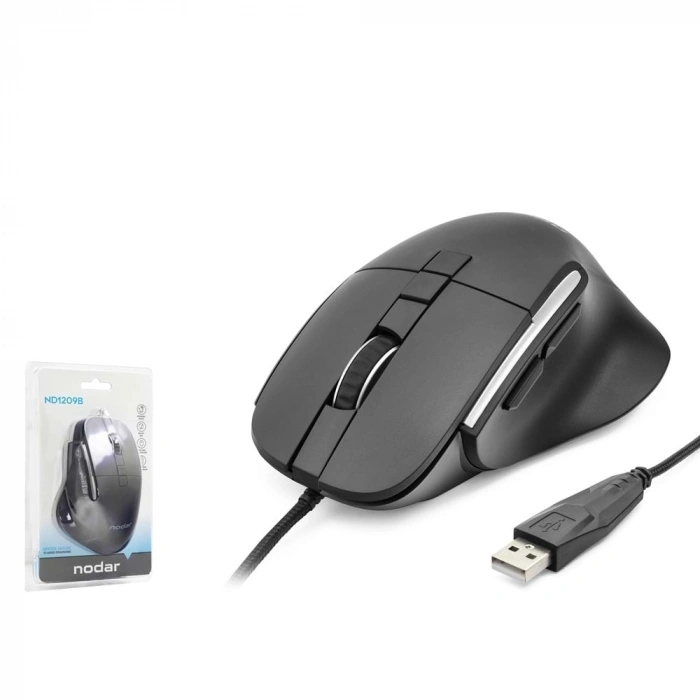 NODAR ND1209B USB Ergonomik Ofis Mouse 3600 DPI 7 Tuş Siyah