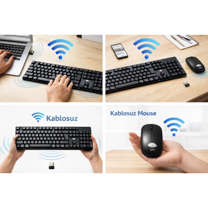 Orn CS700 Kablosuz Türkçe Siyah Q Klavye ve Mouse Set