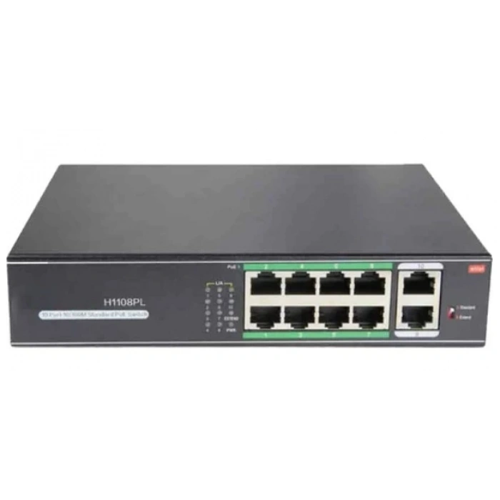 PG H1108PLS 8 Port 2*10/100Mbps PoE Switch 2 Uplink - 8 Port PoE Switch 100W Watt