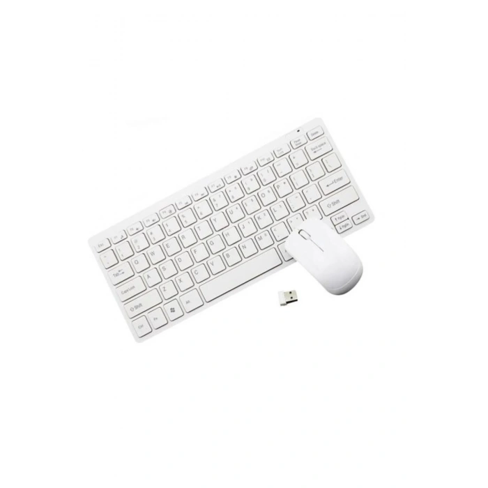 Platoon PL-395 Beyaz Renk Kaliteli Mini Kablosuz Klavye Mouse Set