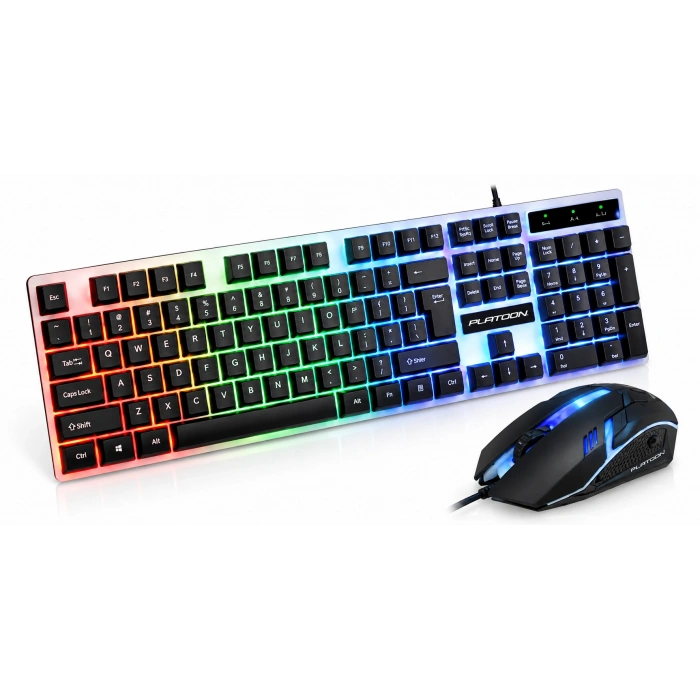 Platoon PL-357 RGB Işıklı USB Oyuncu Klavye ve Mouse Seti