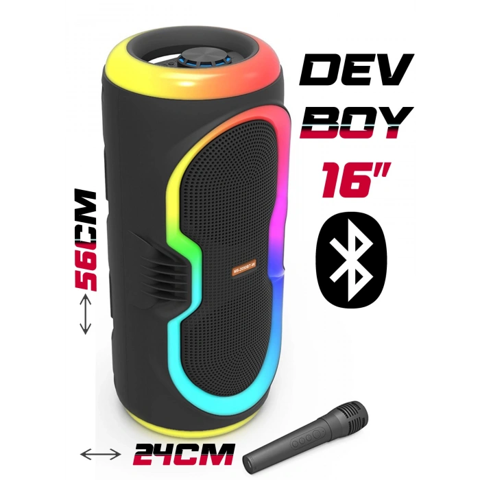 Platoon PL-4145 BT USB SD AUX 16 İNÇ Mikrofonlu Anfi Yüksek SES Taşınabilir RGB Işıklı Hoparlör