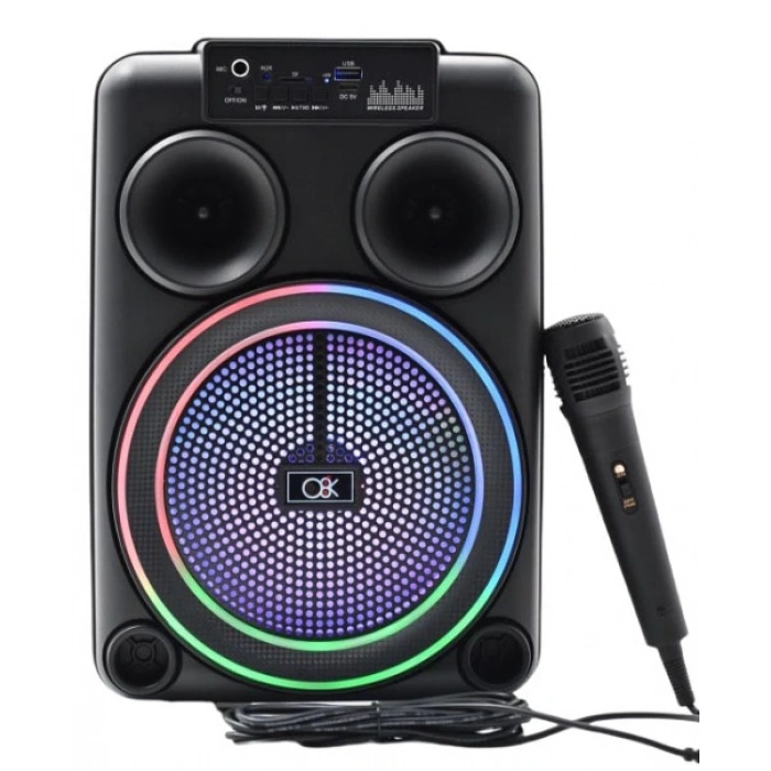 Platoon PL-8106 BT USB SD AUX 8 İNÇ Mikrofonlu Anfi Yüksek SES Taşınabilir RGB Işıklı Hoparlör