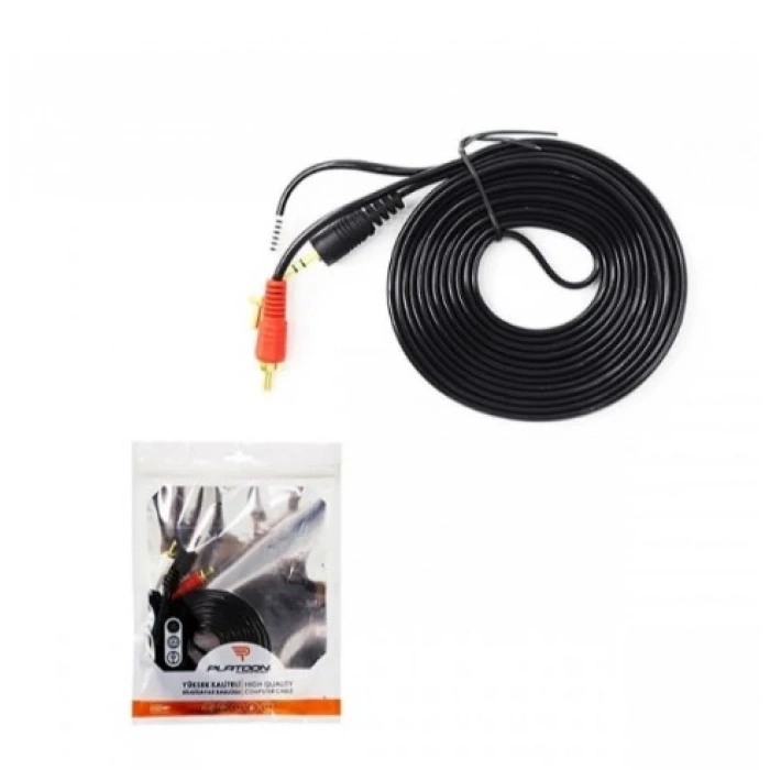 Platoon PL-8561 3M Metre Rca Aux 3.5mm Ses Sistemi Kablosu