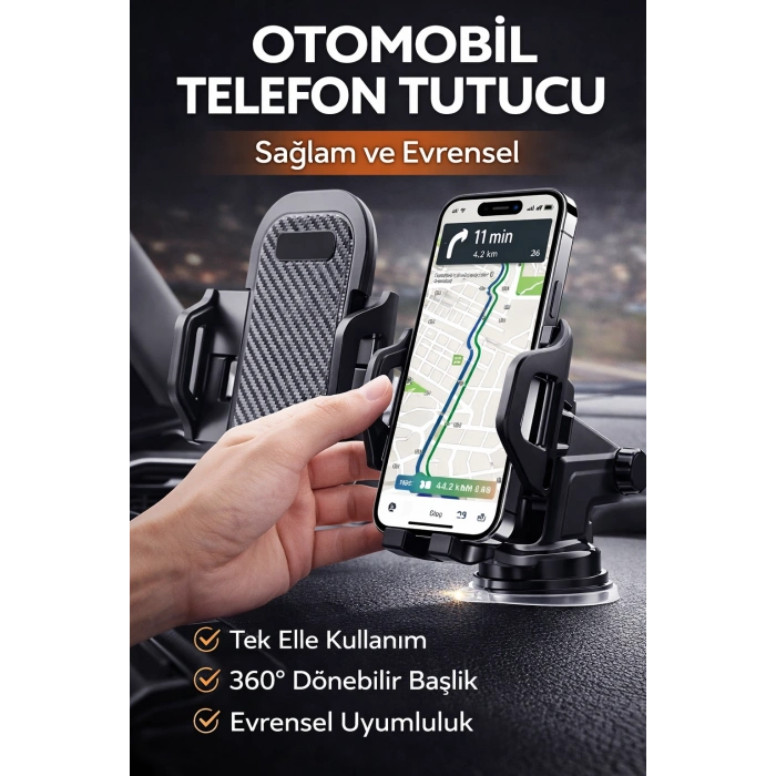 Platoon PL-8621 Ayarlanabilir Vantuzlu Araç Telefon Tutucu 360° Dönebilir Universal Oto Telefon Tutacağı