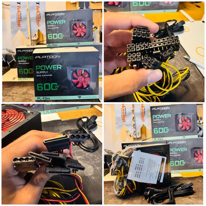 Platoon PL-9264 600W Gaming Pc Power Supply 12cm Geniş Fan Güç Kaynağı