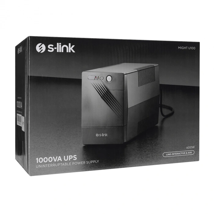 S-link MIGHT U100 1000VA 12V7Ah*2 600W Siyah Line-Interactive Kesintisiz UPS Güç Kaynağı