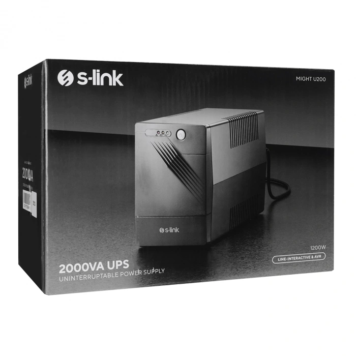 S-link MIGHT U200 2000VA 12V9Ah*2 1200W Siyah Line-Interactive Kesintisiz UPS Güç Kaynağı