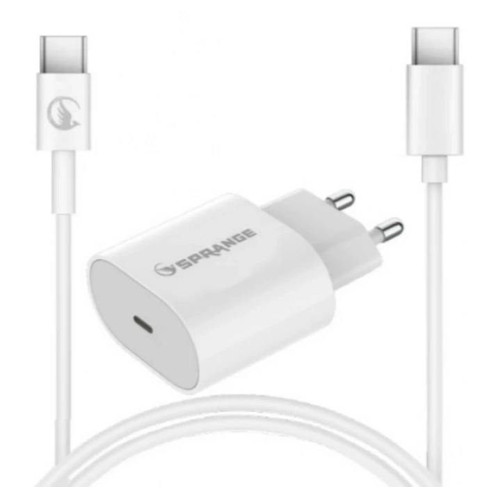 Sprange P-T18 25W USB-C PD Hızlı Şarj Başlık ve Data Kablosu