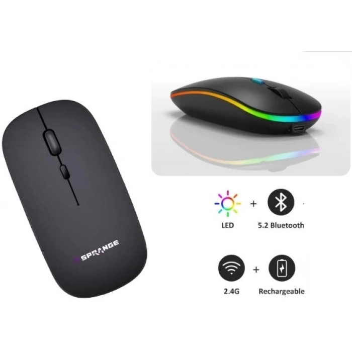 Sprange SR-M1 800/1200/1600dpi TYPE-C Bluetooth Wireless Şarjlı Kablosuz Mouse