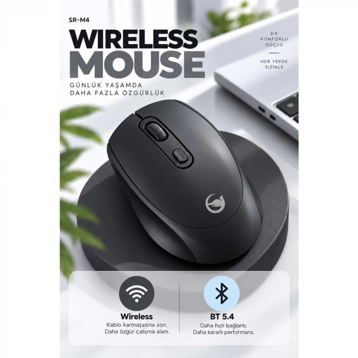 SPRANGE SR-M4 Kablosuz & Bluetooth 5.4 Şarjlı Mouse Siyah