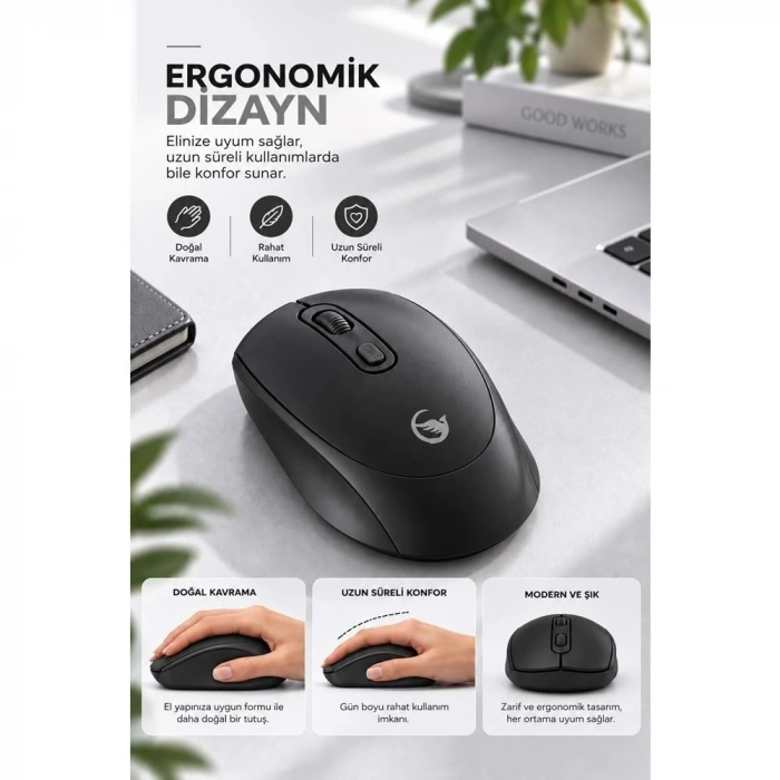 SPRANGE SR-M4 Kablosuz & Bluetooth 5.4 Şarjlı Mouse Siyah