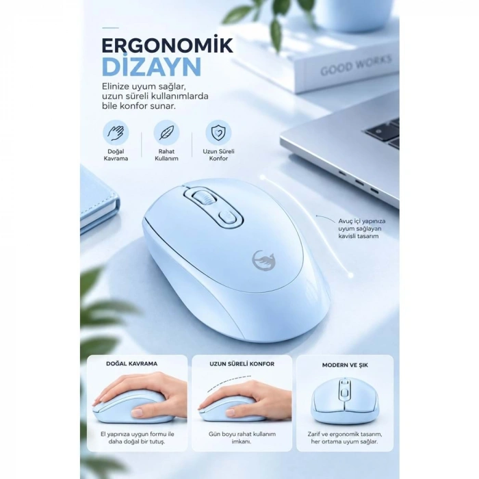 SPRANGE SR-M4 Kablosuz & Bluetooth 5.4 Şarjlı Mouse Mavi